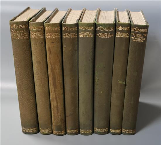 Spenser, Edmund - The Faerie Queene, 8 vols, one of 386, quarter calf, qto, uncut, Shakespeare Head Press 1930-32